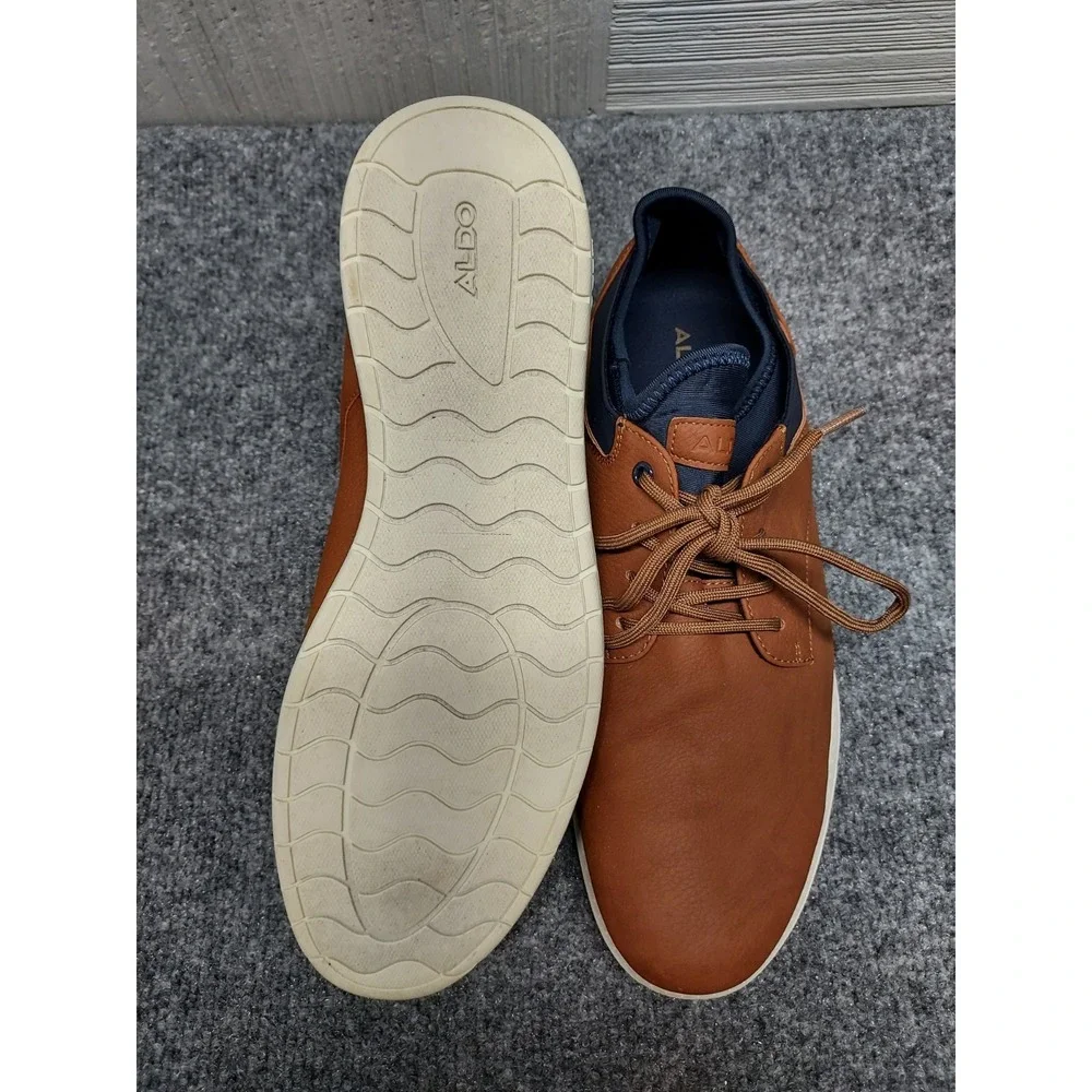 Aldo Men Dress Shoe 9.5 Brown Leather Derby Colby Lace Up Round Toe Business